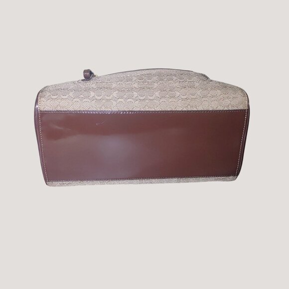 Coach Poppy Signature Handbag Satchel Oxford Khaki Mahogany Patent Leather Trim - Picture 16 of 16